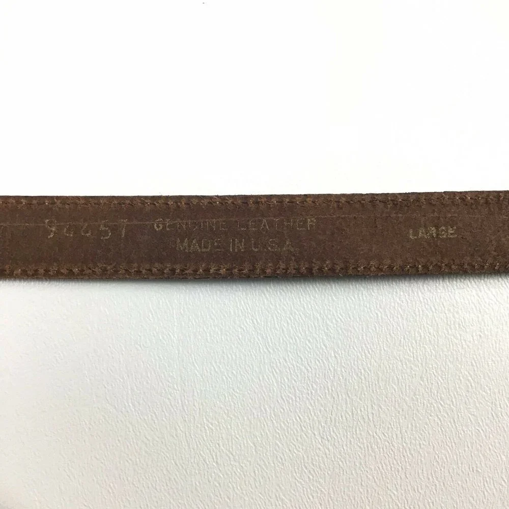 Women’s M - L Brown Hand Stitched Leather Belt USA Made Art to Wear
